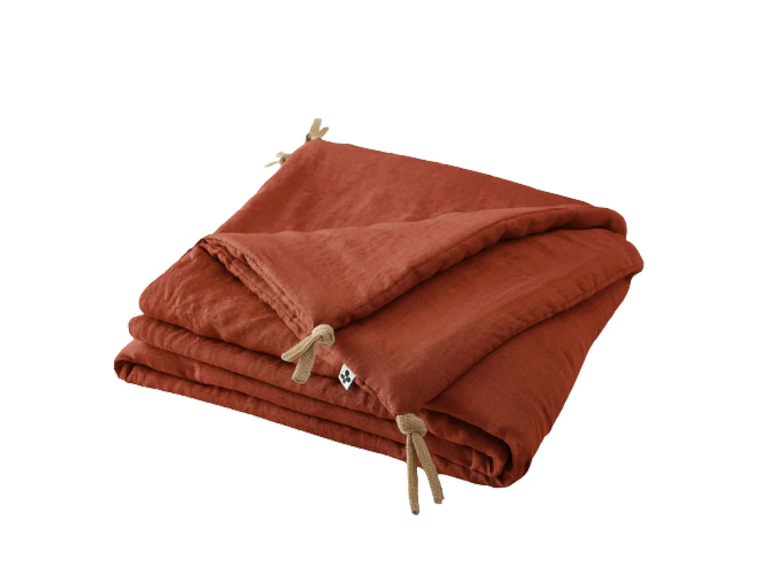 Couvre-lit à nouettes lin lavé orange