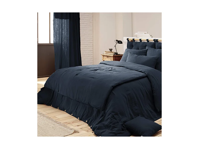 Couvre-lit double gaze de coton marine 150x150 cm