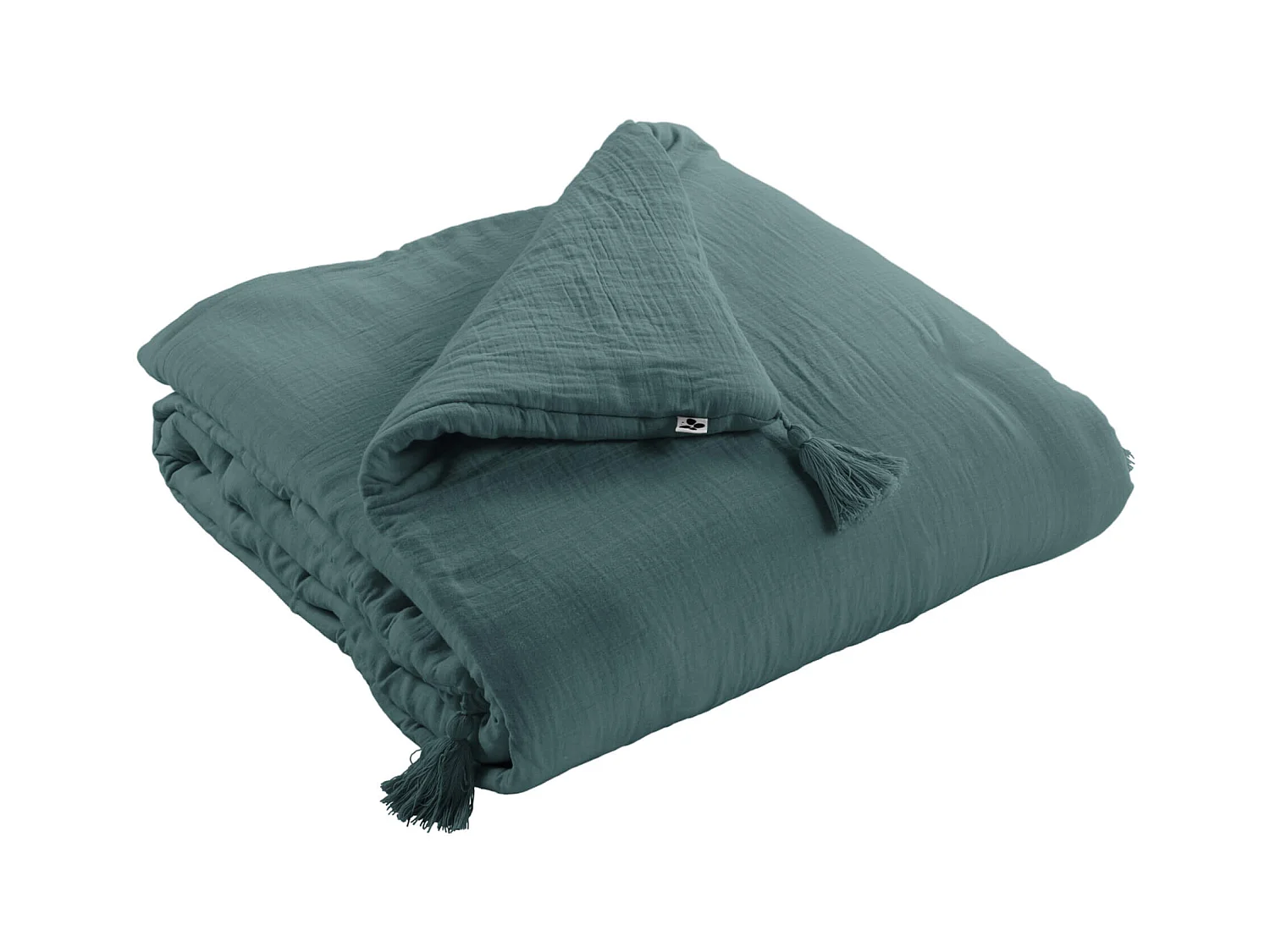 Couvre-lit double gaze de coton bleu canard 150x150 cm