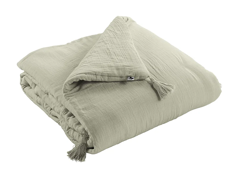 Couvre-lit double gaze de coton vert 150x150 cm