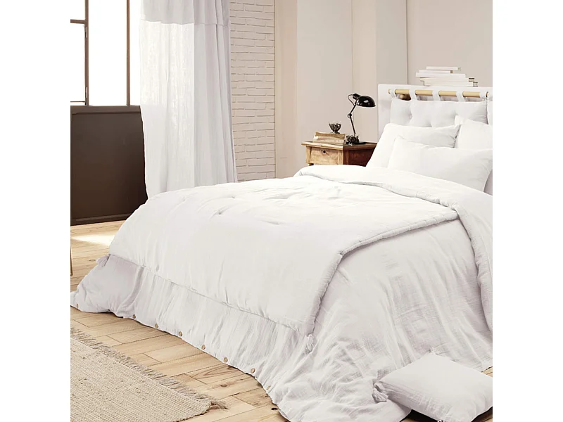 Couvre-lit double gaze de coton blanc 90x200 cm