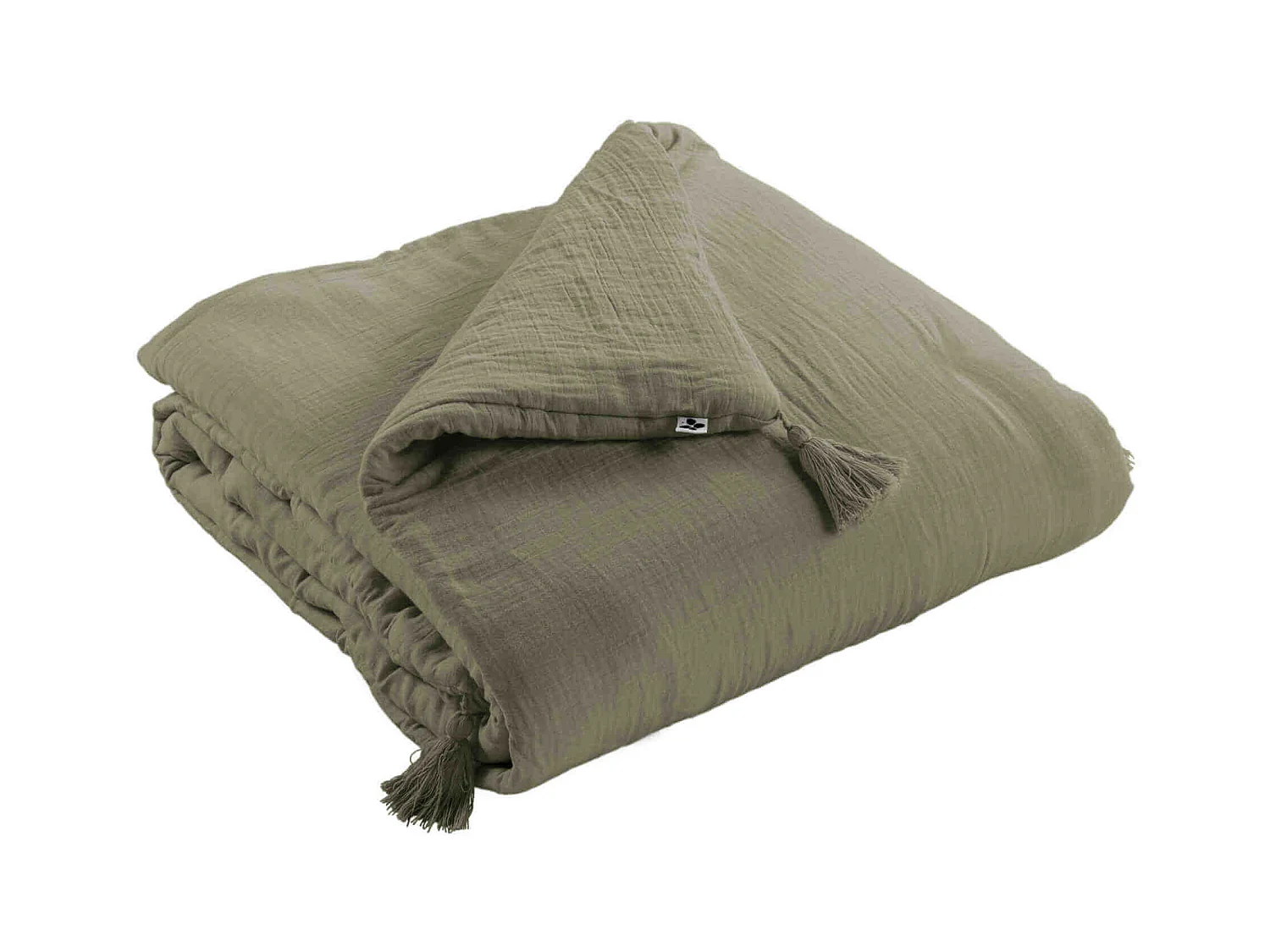Couvre-lit double gaze de coton kaki 150x150 cm