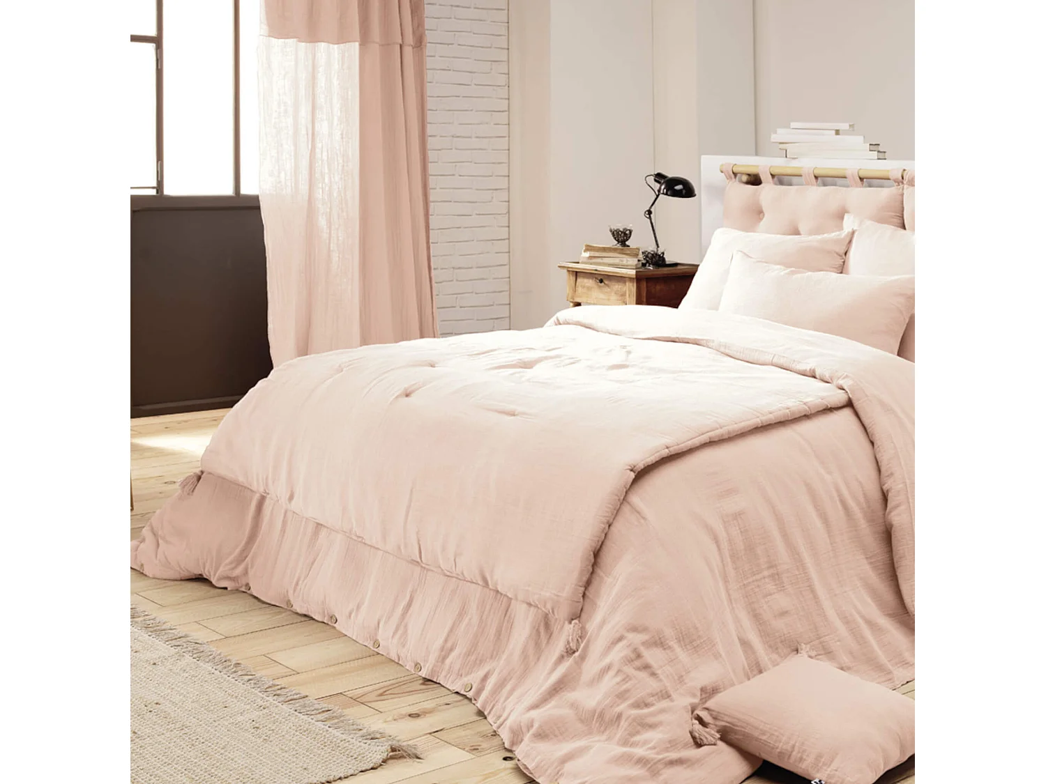 Couvre-lit double gaze de coton rose 150x150 cm