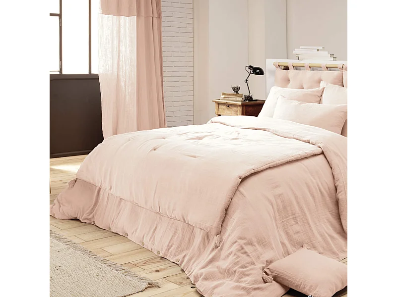 Couvre-lit double gaze de coton rose 150x150 cm