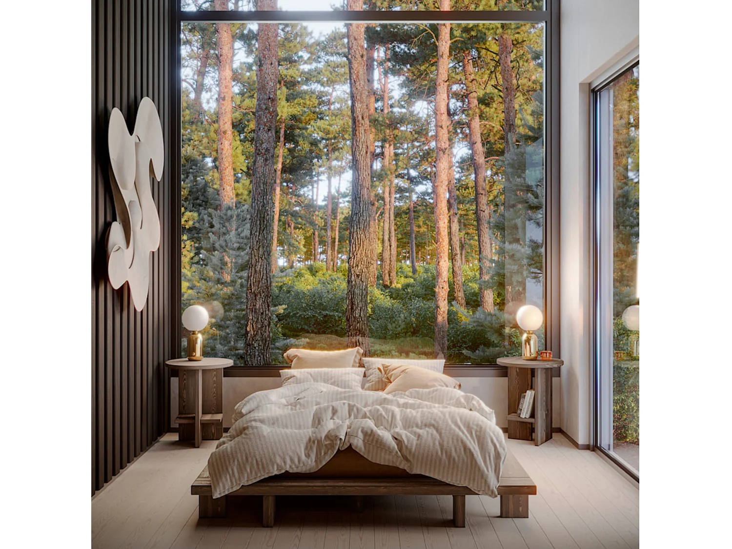 Lit futon JAPAN en pin massif foncé style japonais 160x200