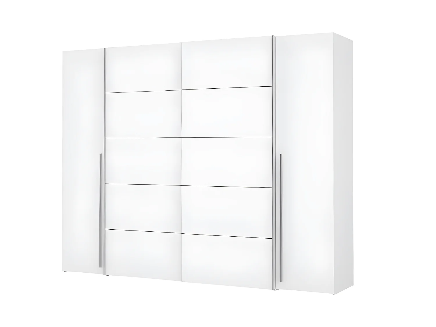 Kleiderschrank – Mattweiß – 2 Flügeltüren + 2 Schiebetüren – 270,3 x 61,2 x 210 cm – NARAGO