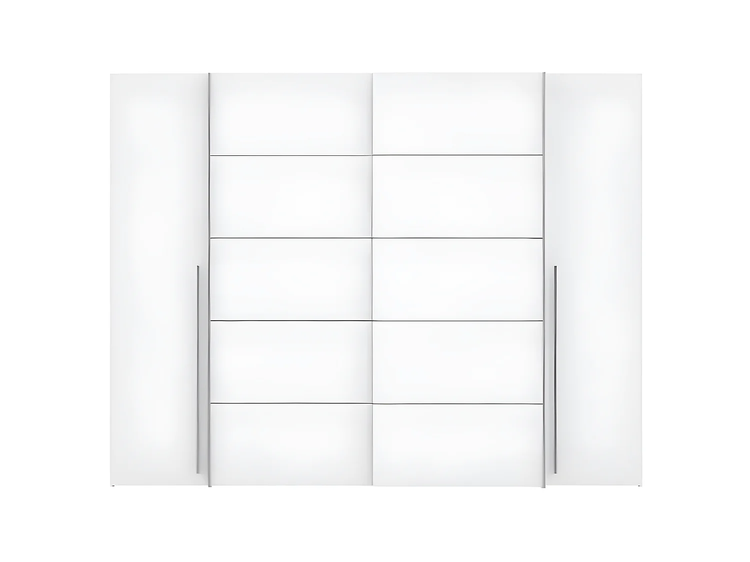 Kleiderschrank – Mattweiß – 2 Flügeltüren + 2 Schiebetüren – 270,3 x 61,2 x 210 cm – NARAGO