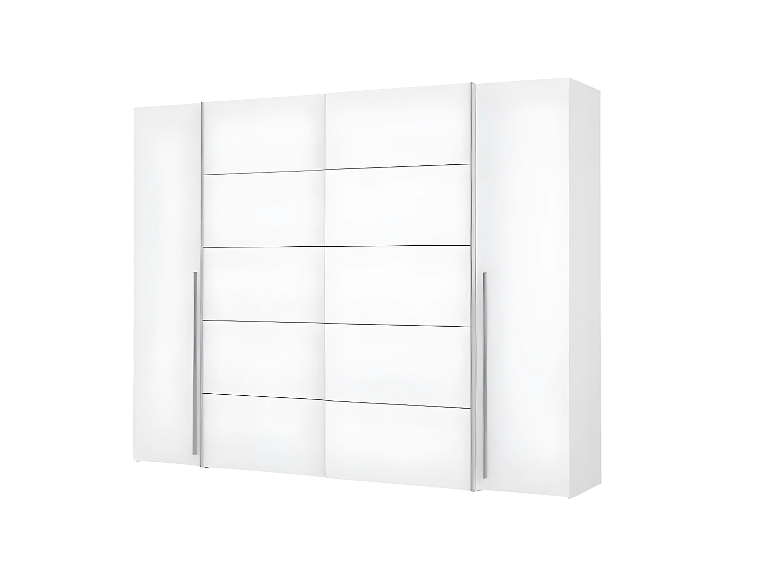 Armoire 2 portes battantes + 2 portes coulissantes - Blanc mat - L 270,3 x P 61,2 x H 210 cm - NARAGO