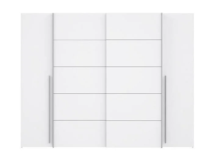 Kledingkast - Mat wit - 2 draaideuren + 2 schuifdeuren - 270 x 61 x 210 cm - NARAGO