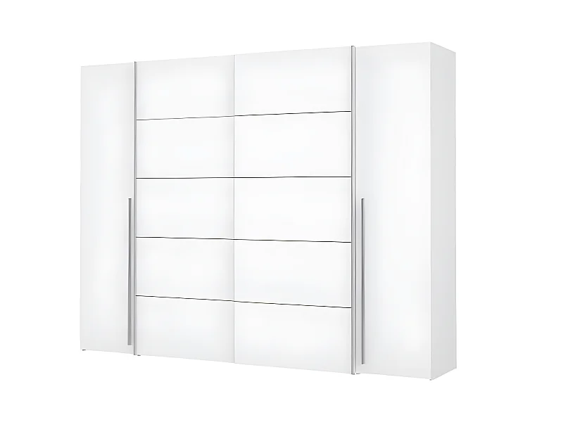 Armario - Blanco mate - 2 puertas batientes + 2 puertas correderas - 270,3 x 61,2 x 210 cm - NARAGO