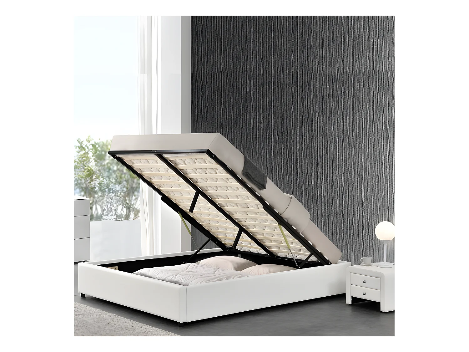 Sommier coffre de rangement Room - Blanc - 180x200 cm