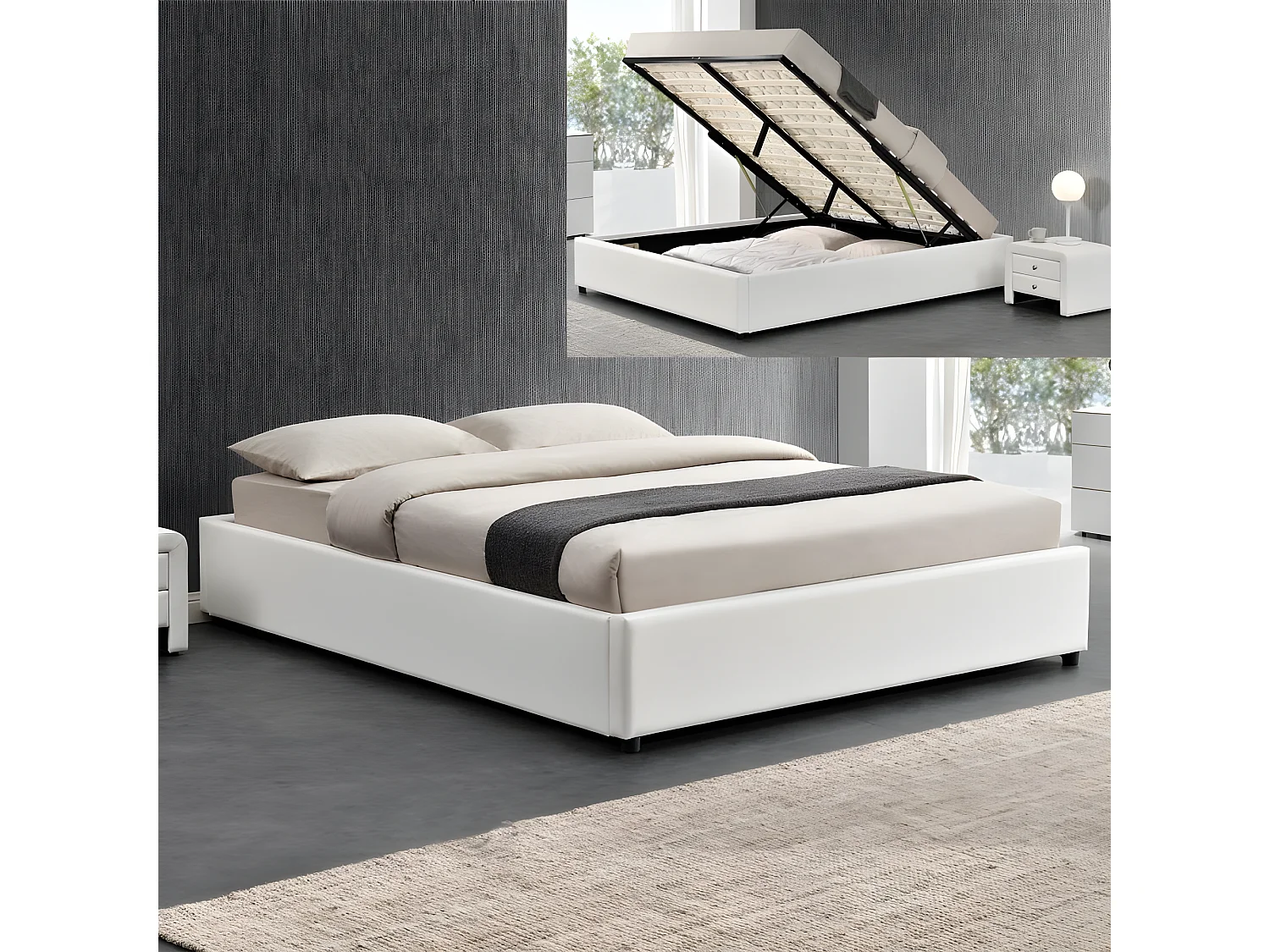 Sommier coffre de rangement Room - Blanc - 180x200 cm
