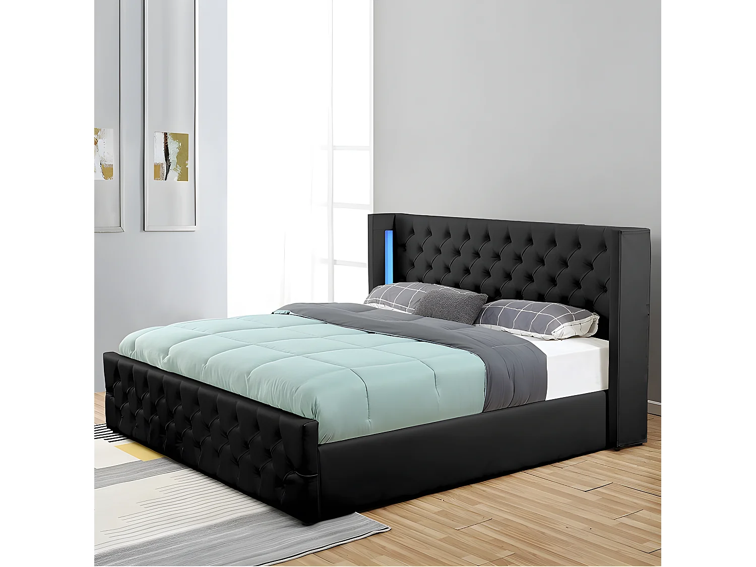 Lit Coffre Design Avec Led Osmos - Couleurs - Noir, Tailles - 140x190