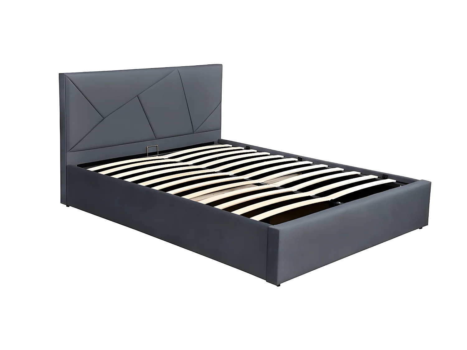 Lit coffre velours DAMARD - Velours Gris - 160x200 cm