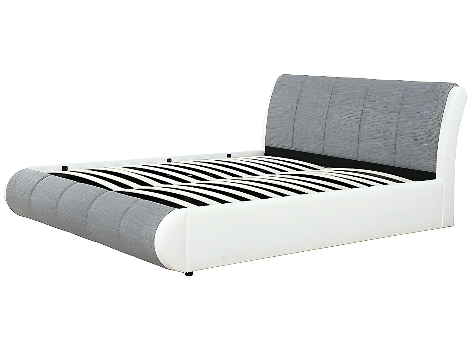 Lit Coffre Xenon Avec Sommier - Couleurs - Gris Tissu, Tailles - 140x190