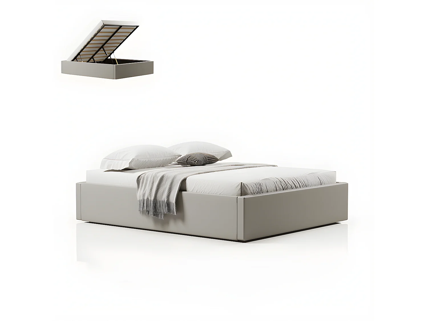 Sommier Coffre De Rangement Room - Couleurs - Gris, Tailles - 140x190