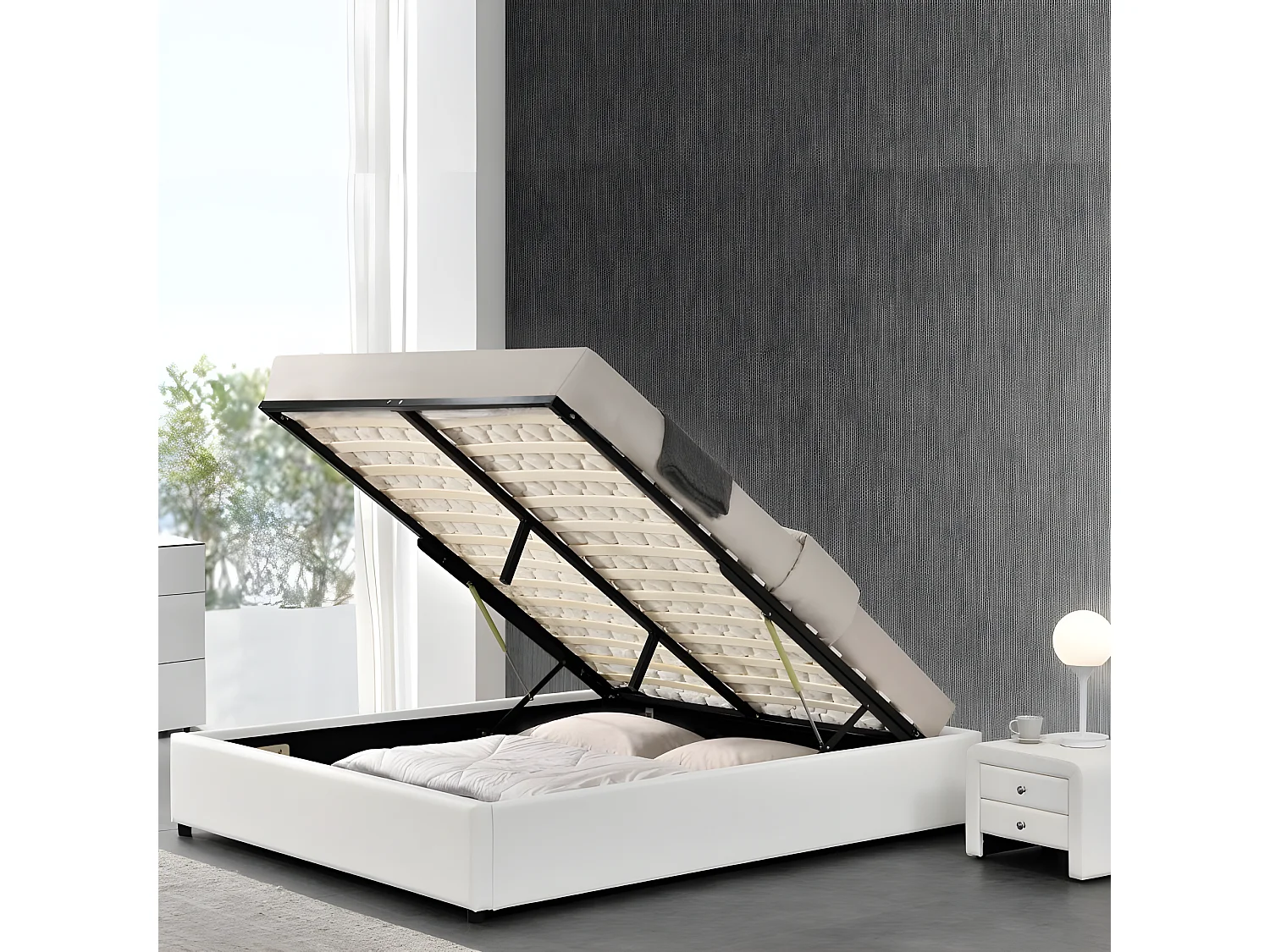 Sommier coffre de rangement Room - Blanc- 160x200 cm