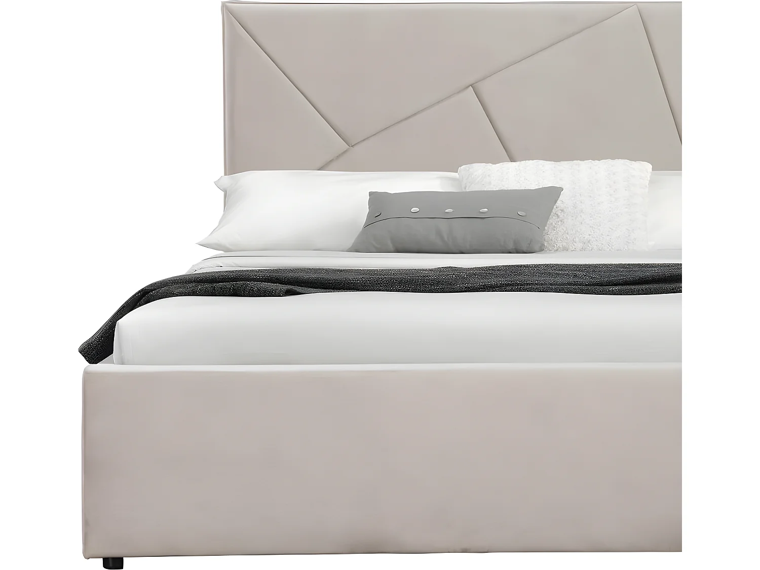 Lit coffre velours DAMARD - Velours Taupe - 160x200 cm