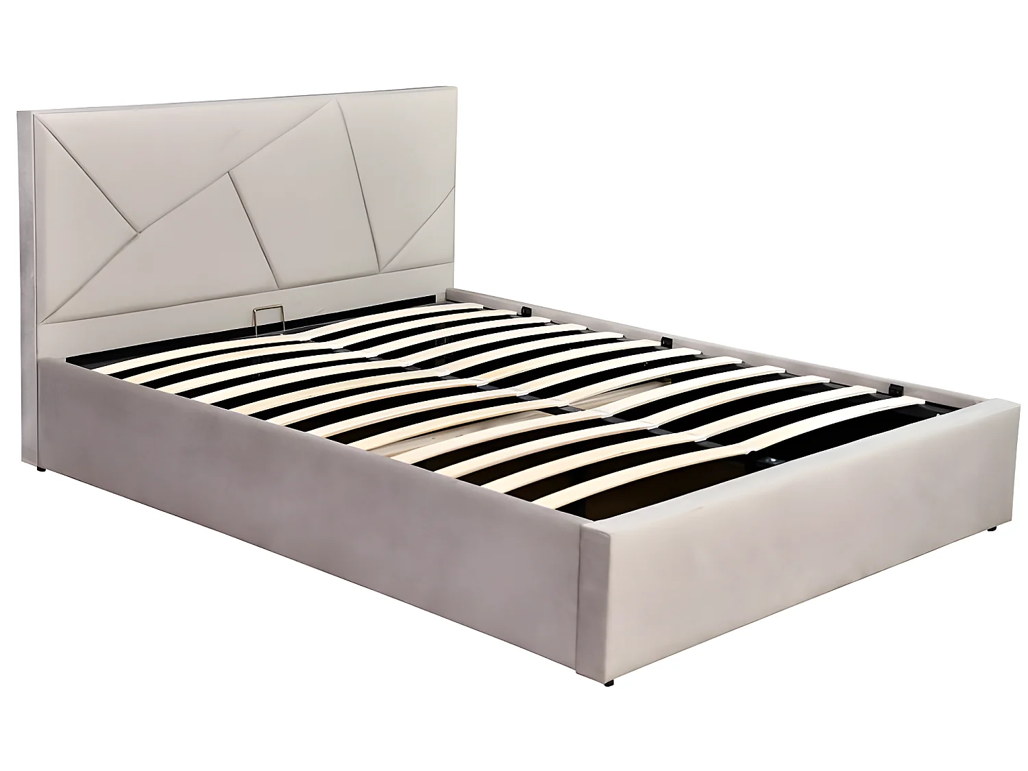 Lit coffre velours DAMARD - Velours Taupe - 160x200 cm