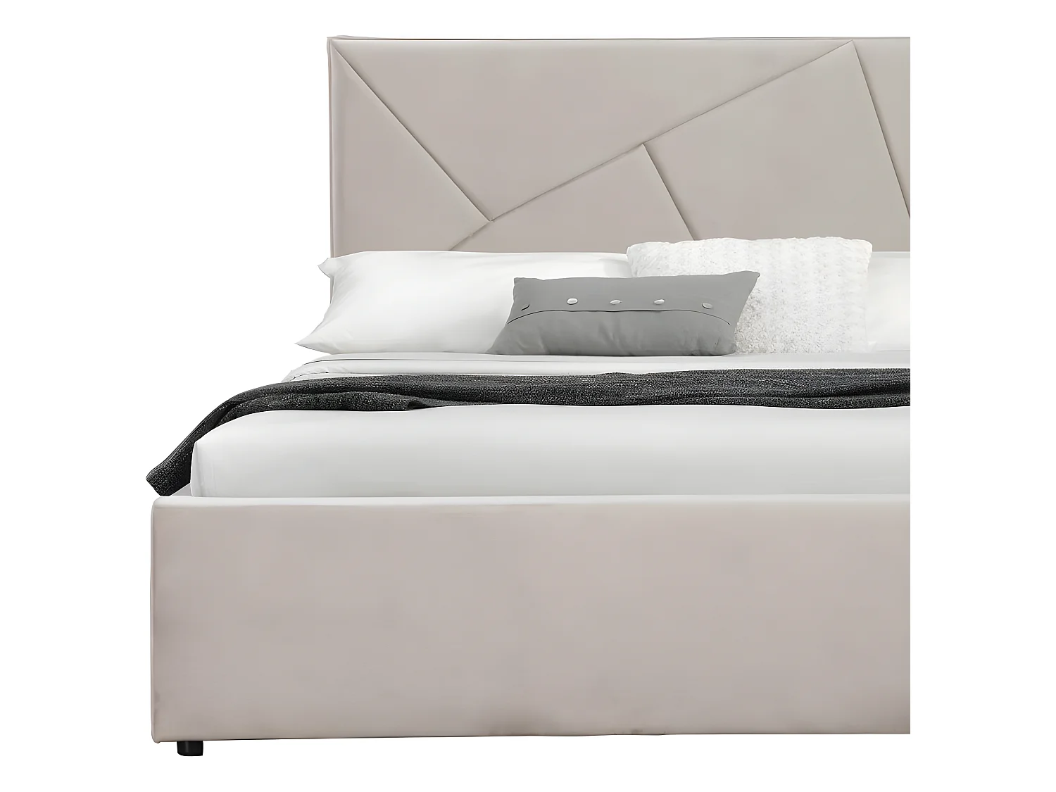 Lit coffre velours DAMARD - Velours Taupe - 160x200 cm