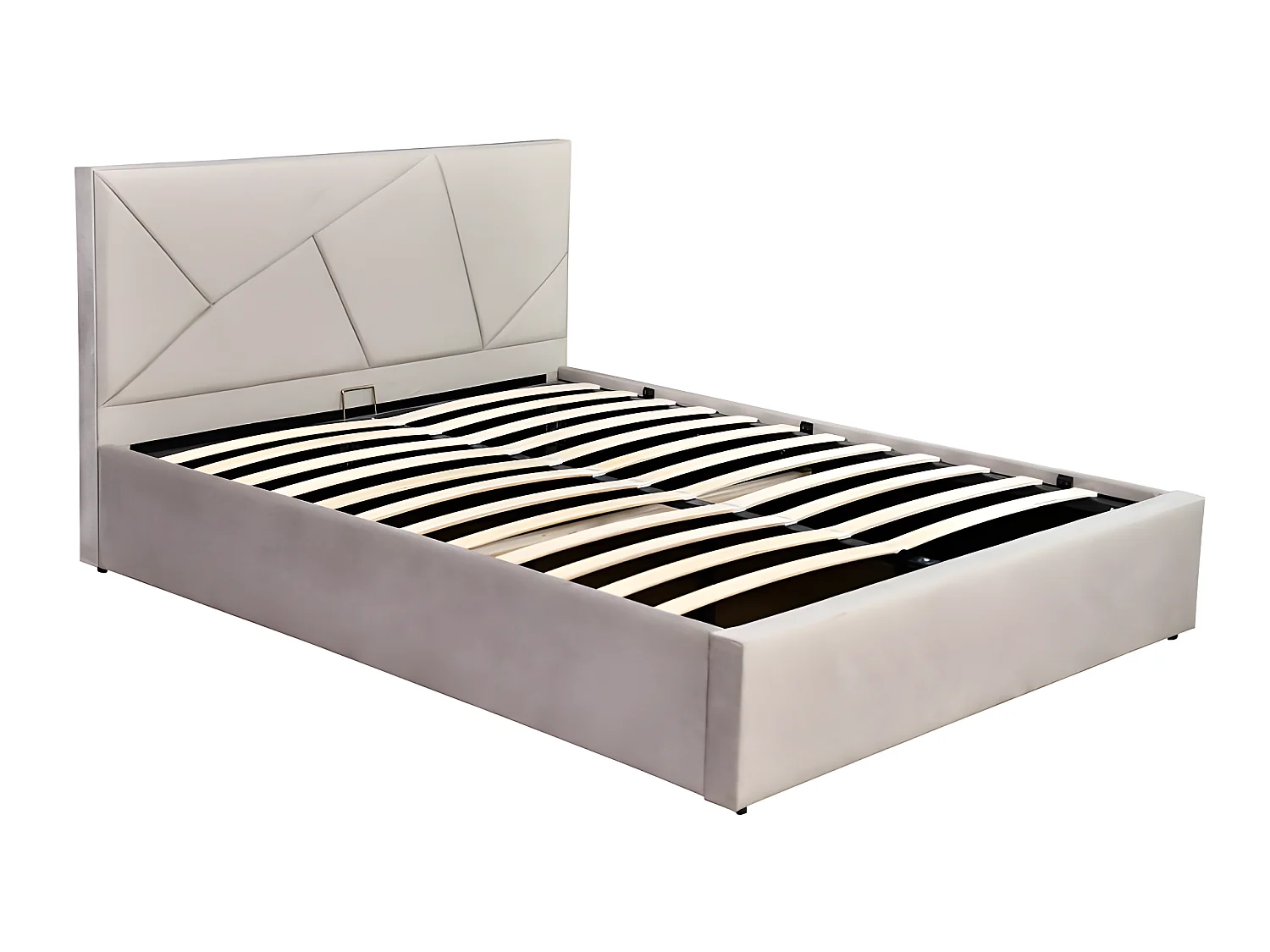 Lit coffre velours DAMARD - Velours Taupe - 160x200 cm