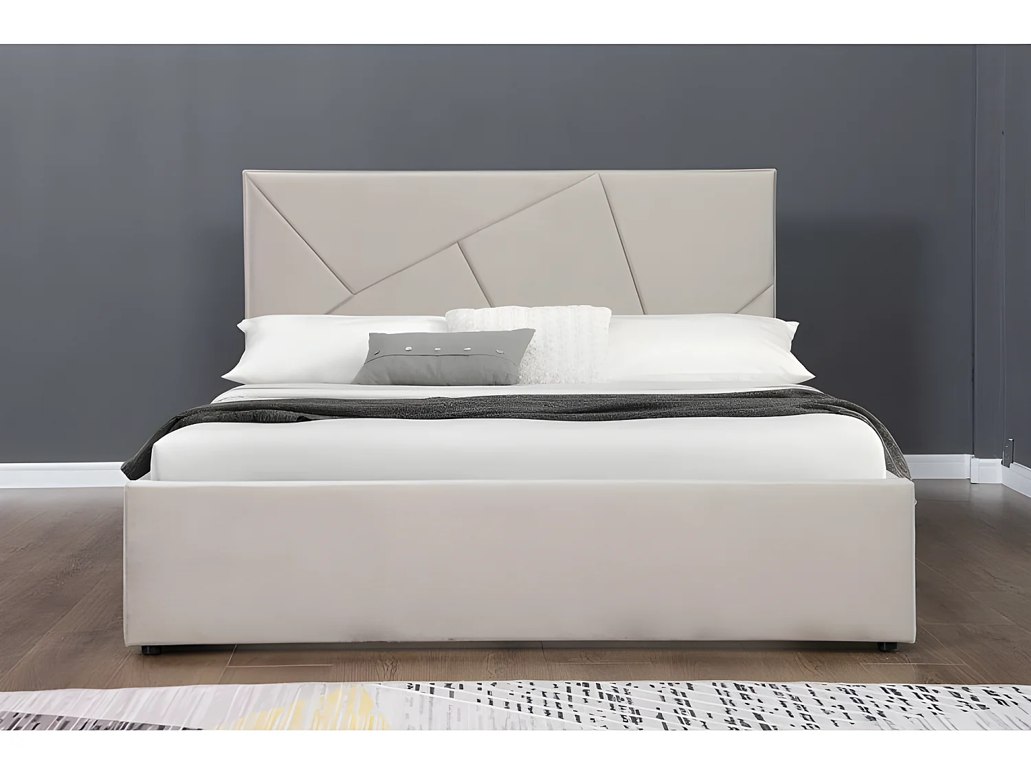 Lit coffre velours DAMARD - Velours Taupe - 160x200 cm