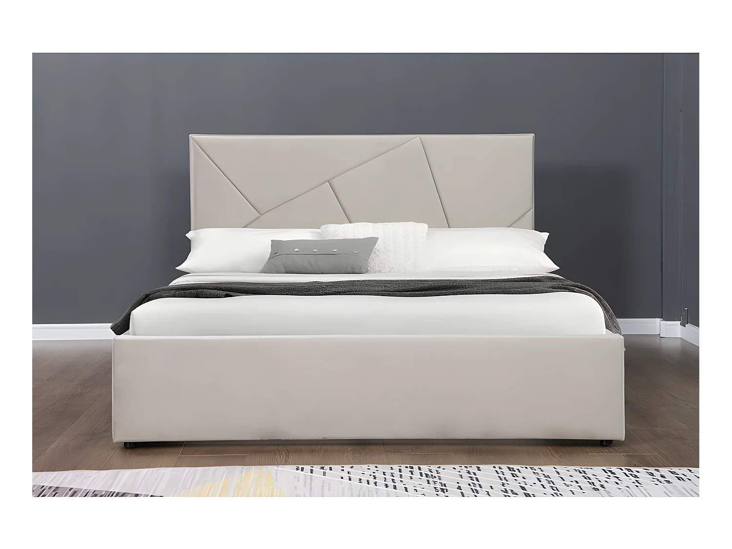 Lit coffre velours DAMARD - Velours Taupe - 140x190 cm