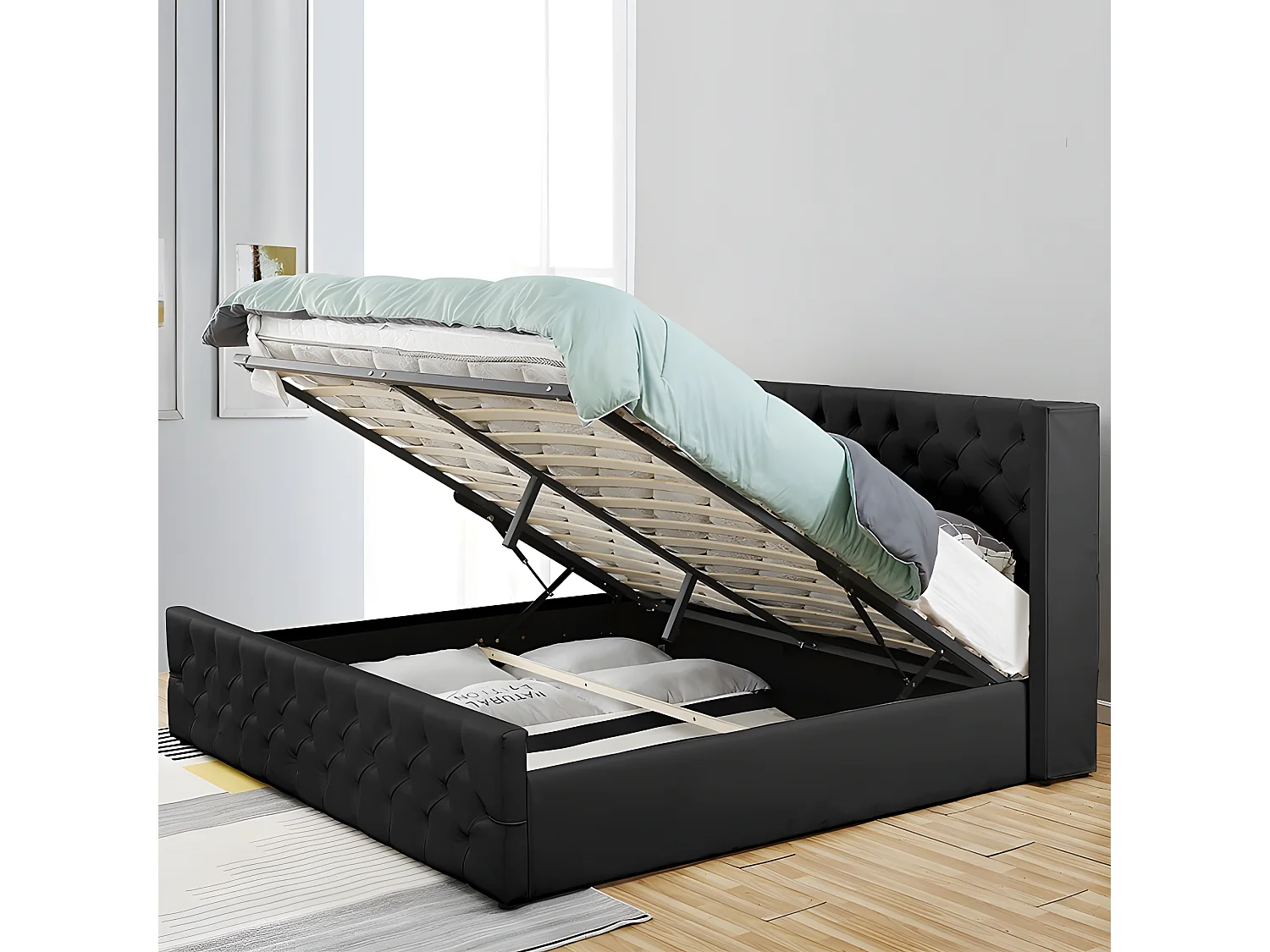 Lit Coffre Design Avec Led Osmos - Couleurs - Noir, Tailles - 180x200