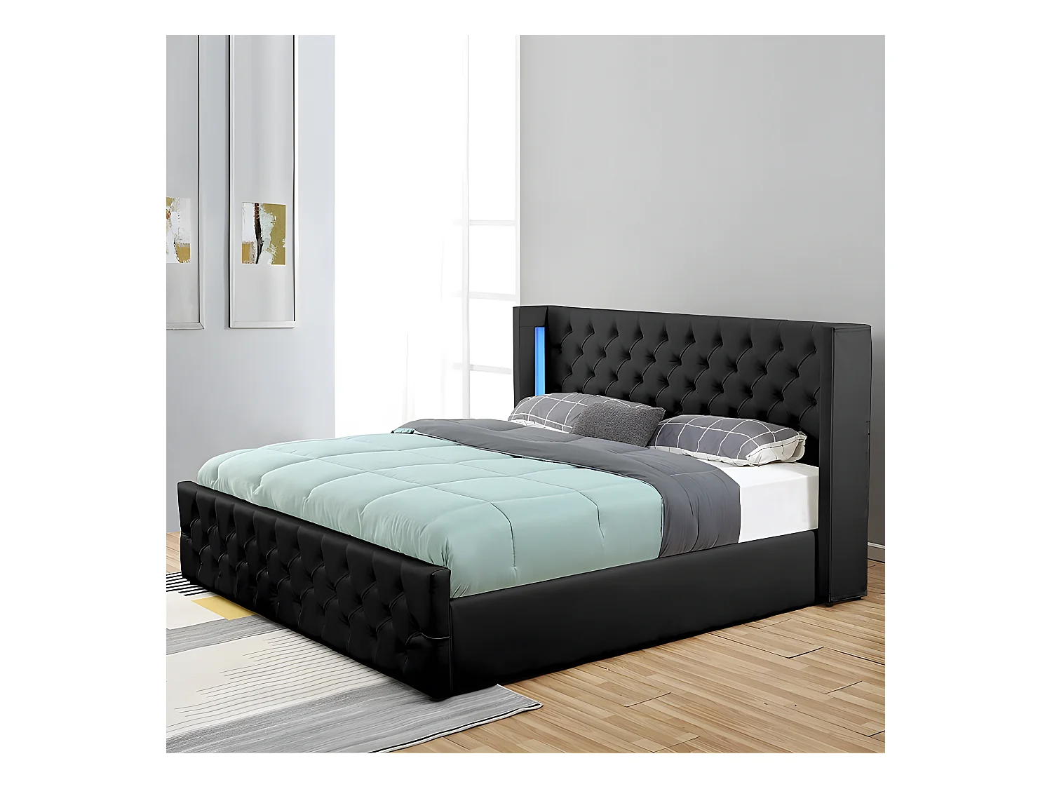 Lit Coffre Design Avec Led Osmos - Couleurs - Noir, Tailles - 180x200