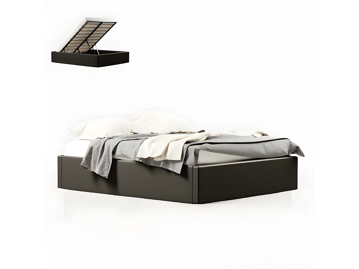 Sommier Coffre De Rangement Room - Couleurs - Noir, Tailles - 180x200