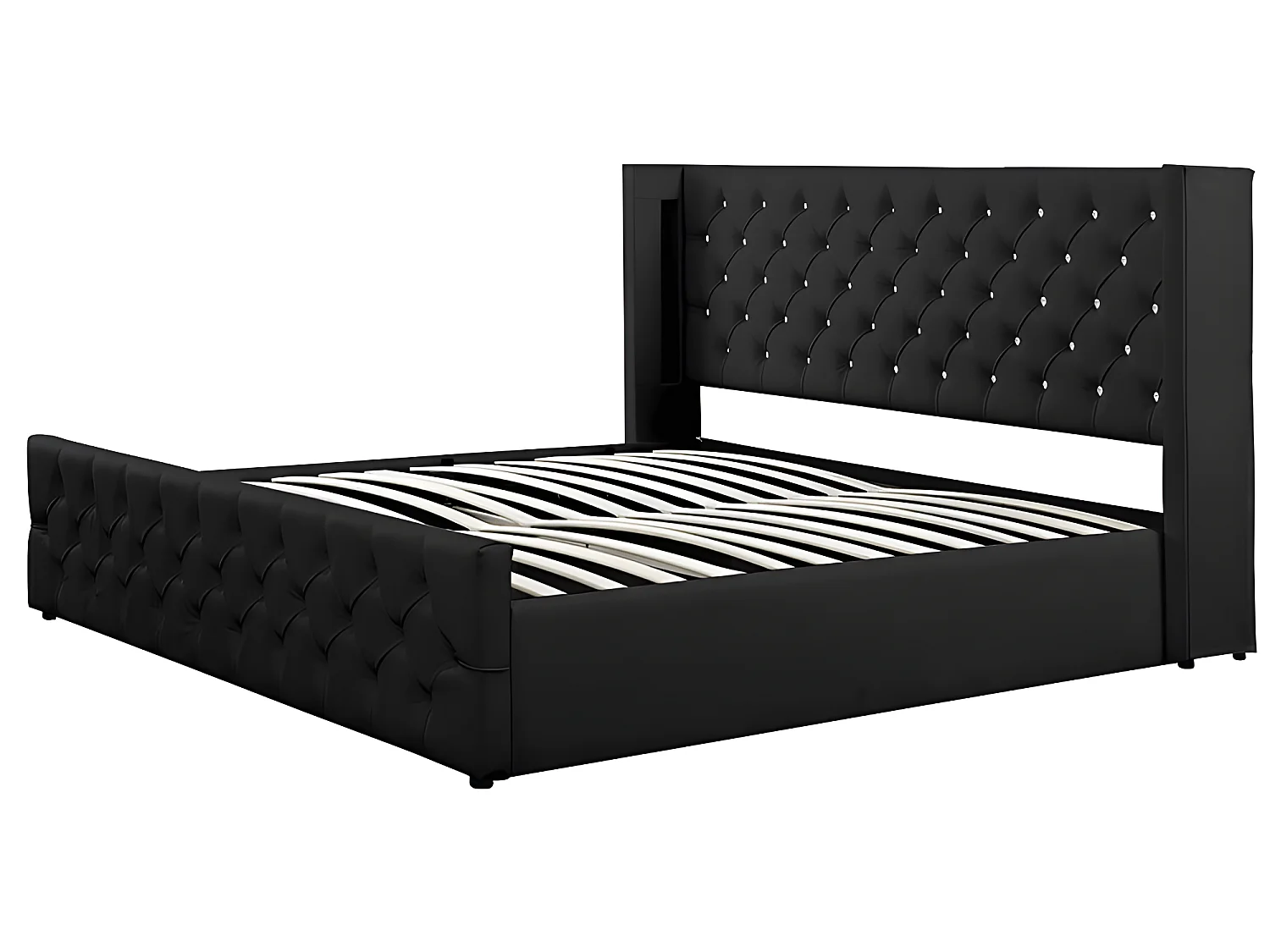 Lit Coffre Design Avec Led Osmos - Couleurs - Noir, Tailles - 160x200