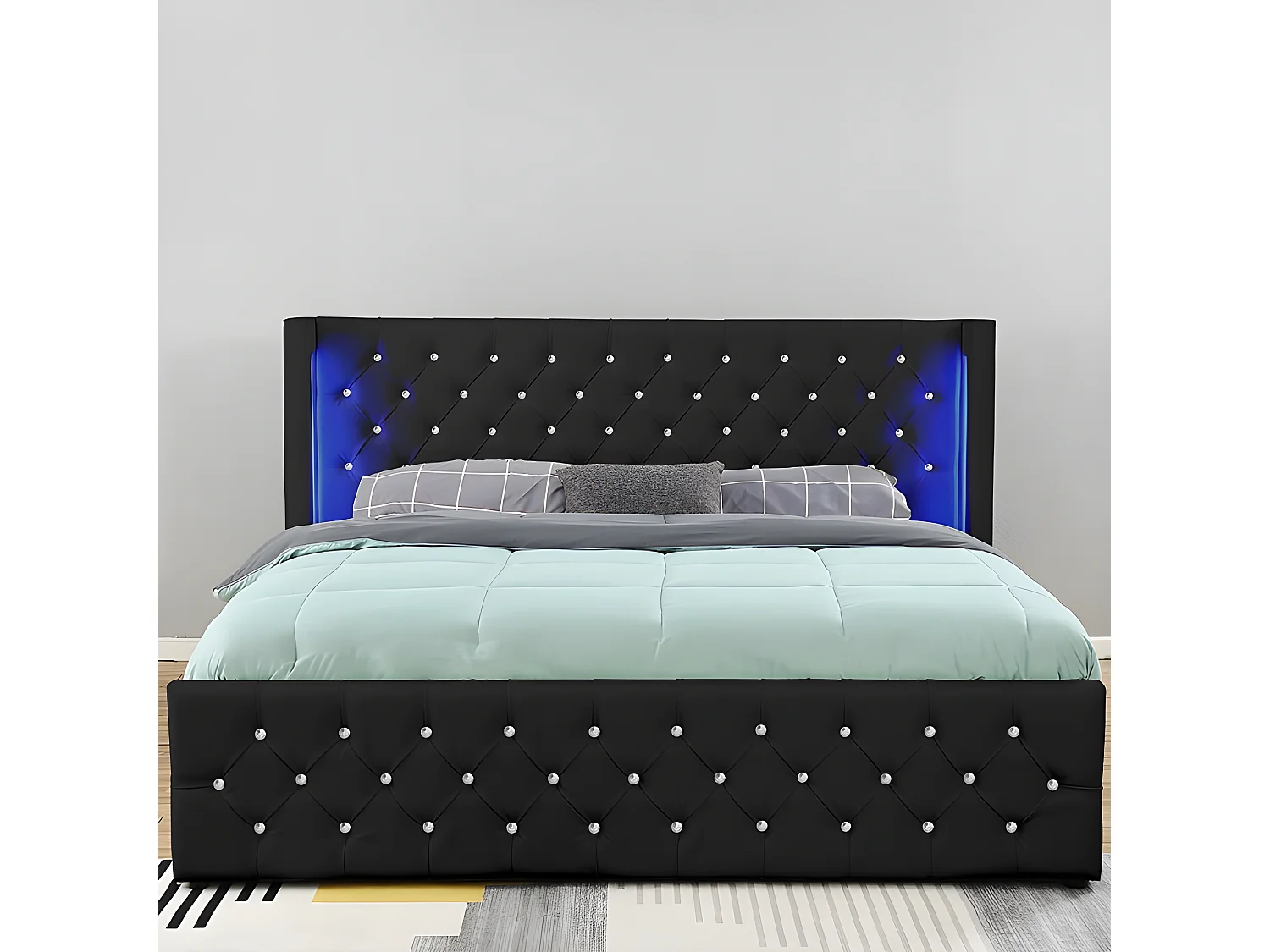 Lit Coffre Design Avec Led Osmos - Couleurs - Noir, Tailles - 160x200