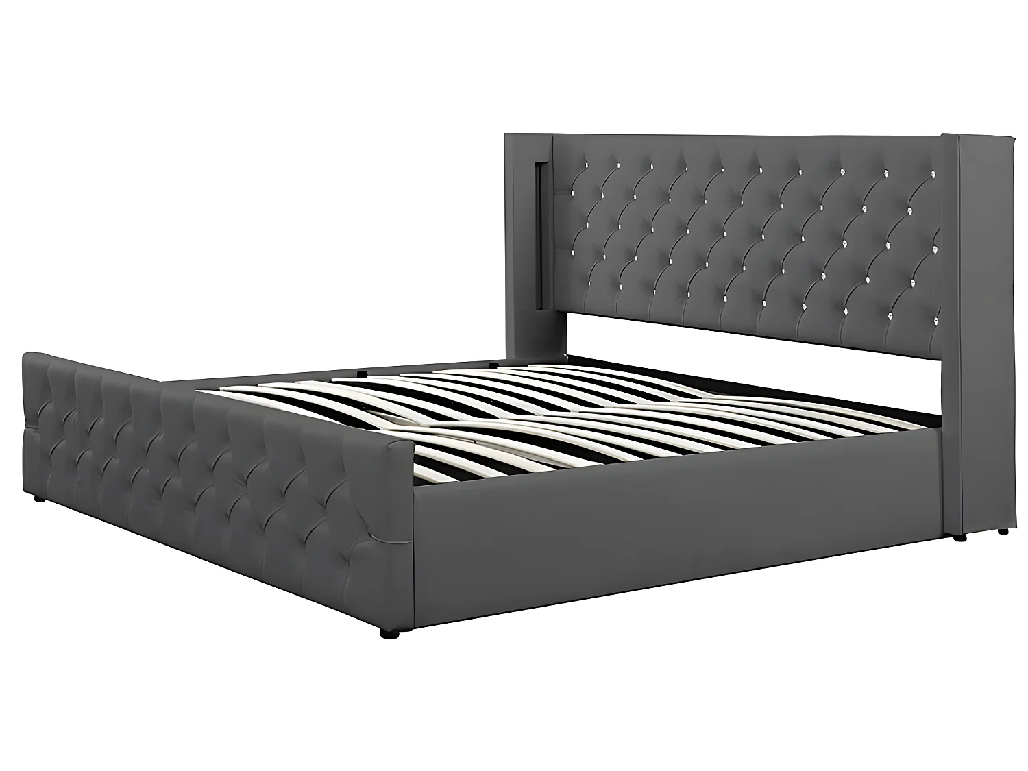 Lit Coffre Design Avec Led Osmos - Couleurs - Gris, Tailles - 180x200