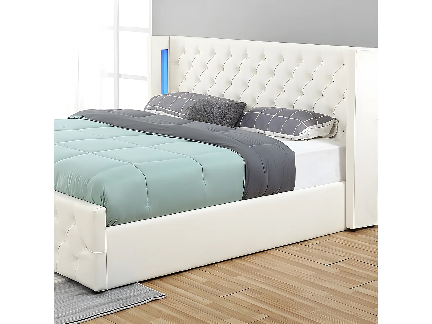 Lit Coffre Design Avec Led Osmos - Couleurs - Blanc, Tailles - 140x190