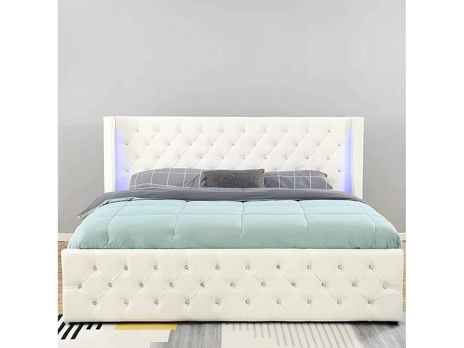 Lit Coffre Design Avec Led Osmos - Couleurs - Blanc, Tailles - 140x190