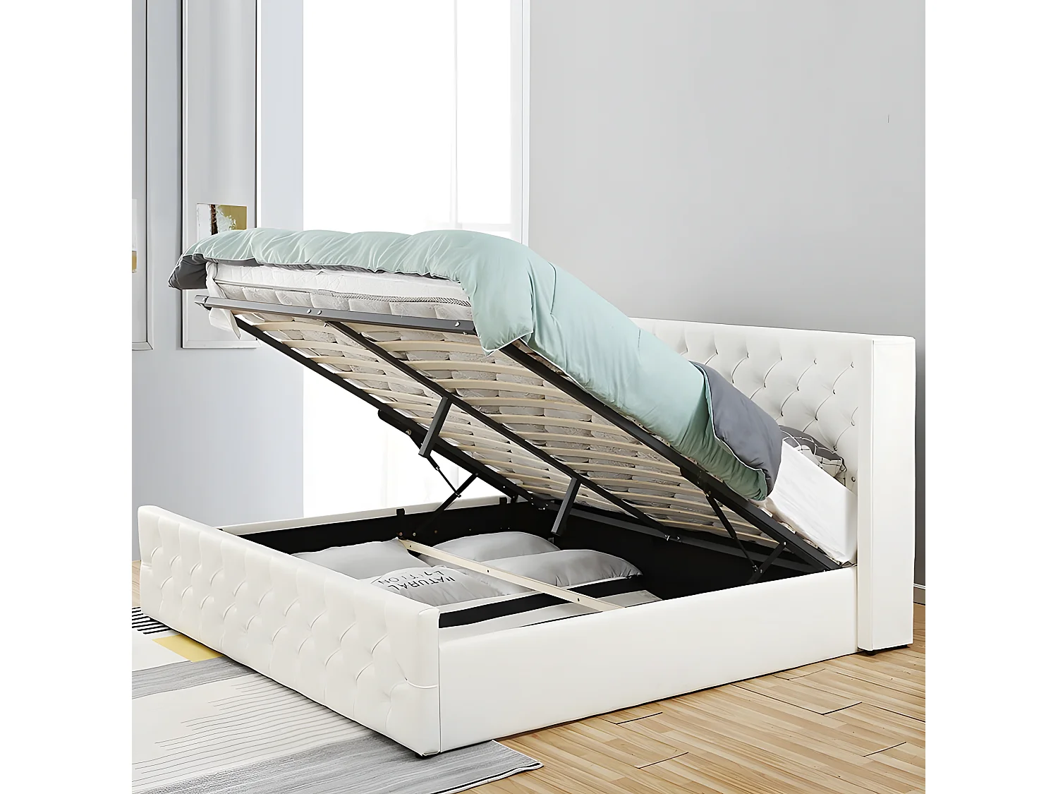 Lit Coffre Design Avec Led Osmos - Couleurs - Blanc, Tailles - 180x200