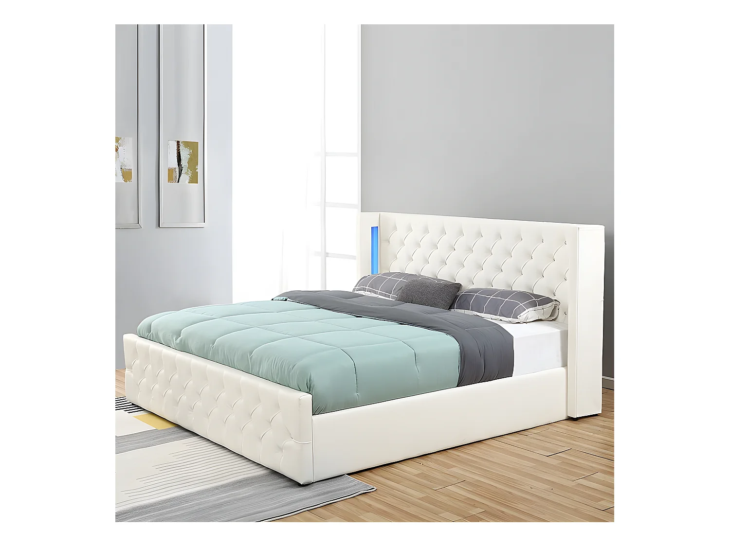 Lit Coffre Design Avec Led Osmos - Couleurs - Blanc, Tailles - 180x200