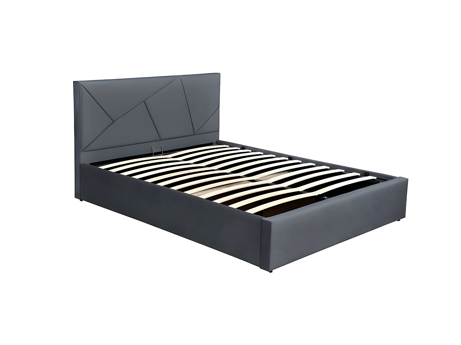 Lit coffre velours DAMARD - Velours Gris - 140x190 cm
