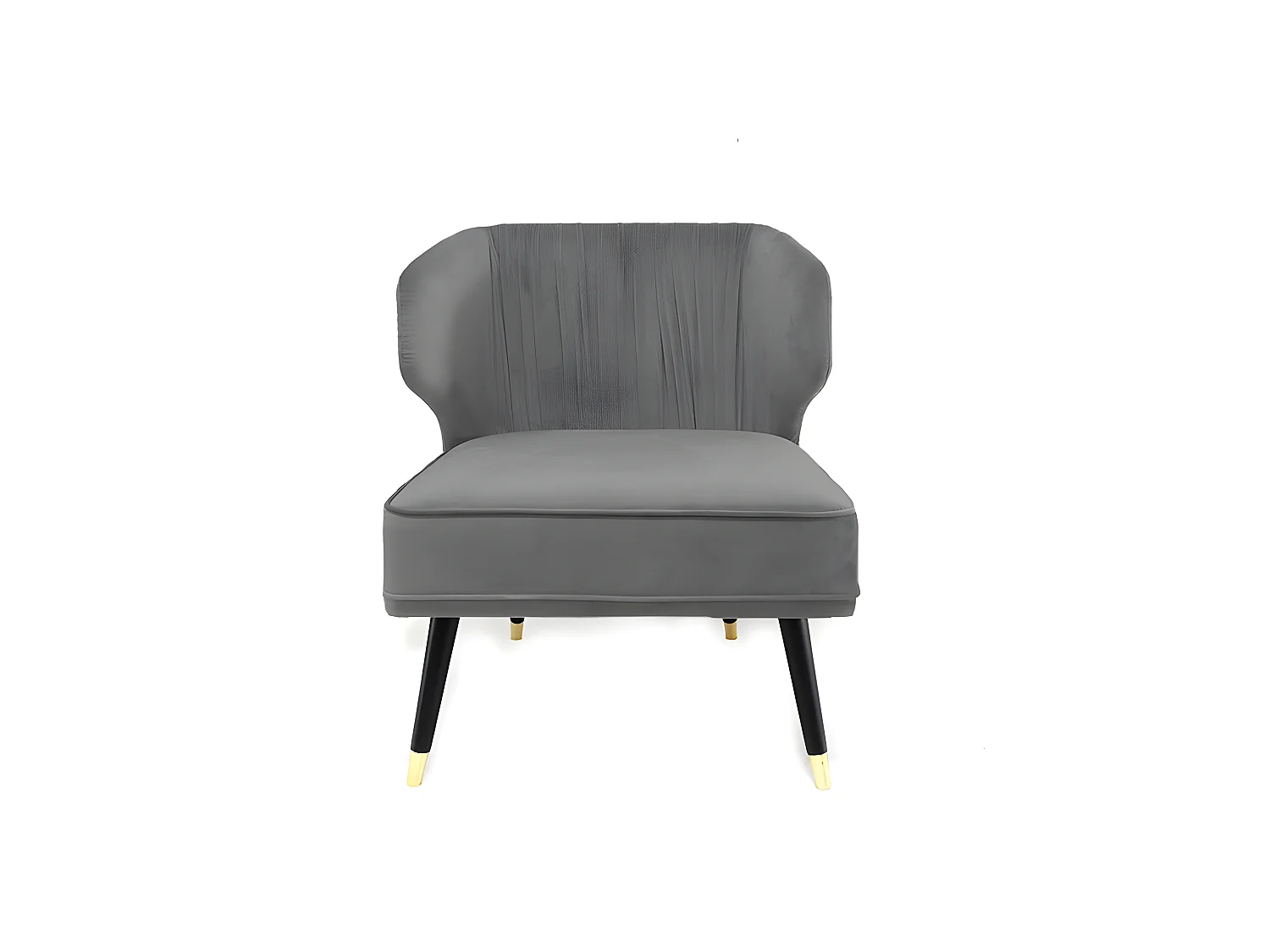 Fauteuil Crapaud Velours Plissé Pied Effet Laiton Daroco - Couleurs - Velours Gris