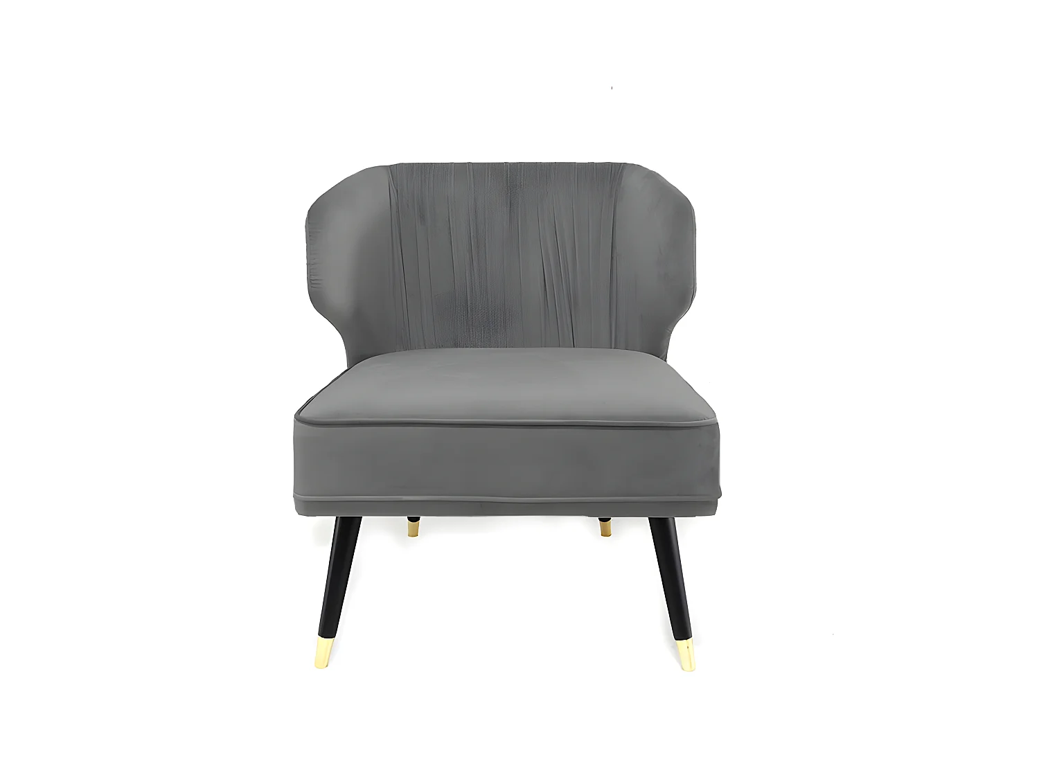 Fauteuil Crapaud Velours Plissé Pied Effet Laiton Daroco - Couleurs - Velours Gris