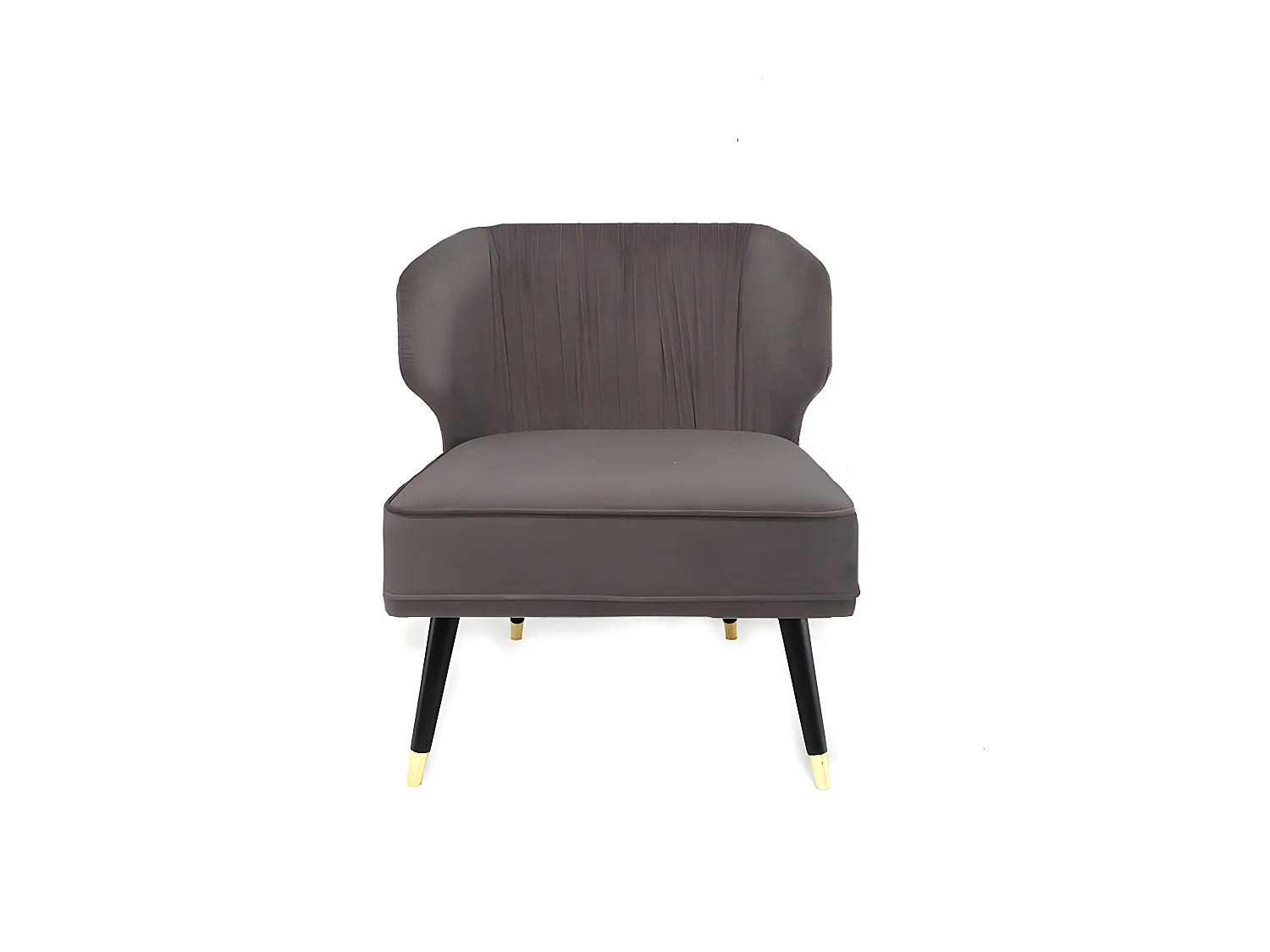 Fauteuil Crapaud Velours Plissé Pied Effet Laiton Daroco - Couleurs - Velours Taupe