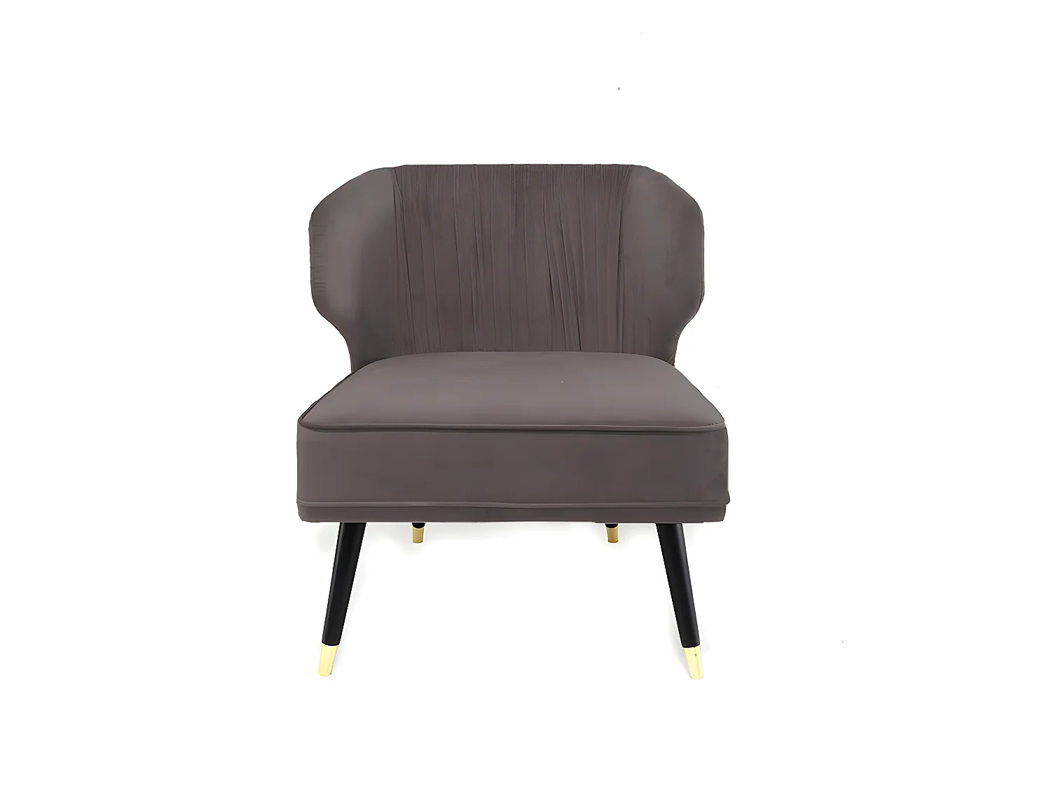 Fauteuil Crapaud Velours Plissé Pied Effet Laiton Daroco - Couleurs - Velours Taupe