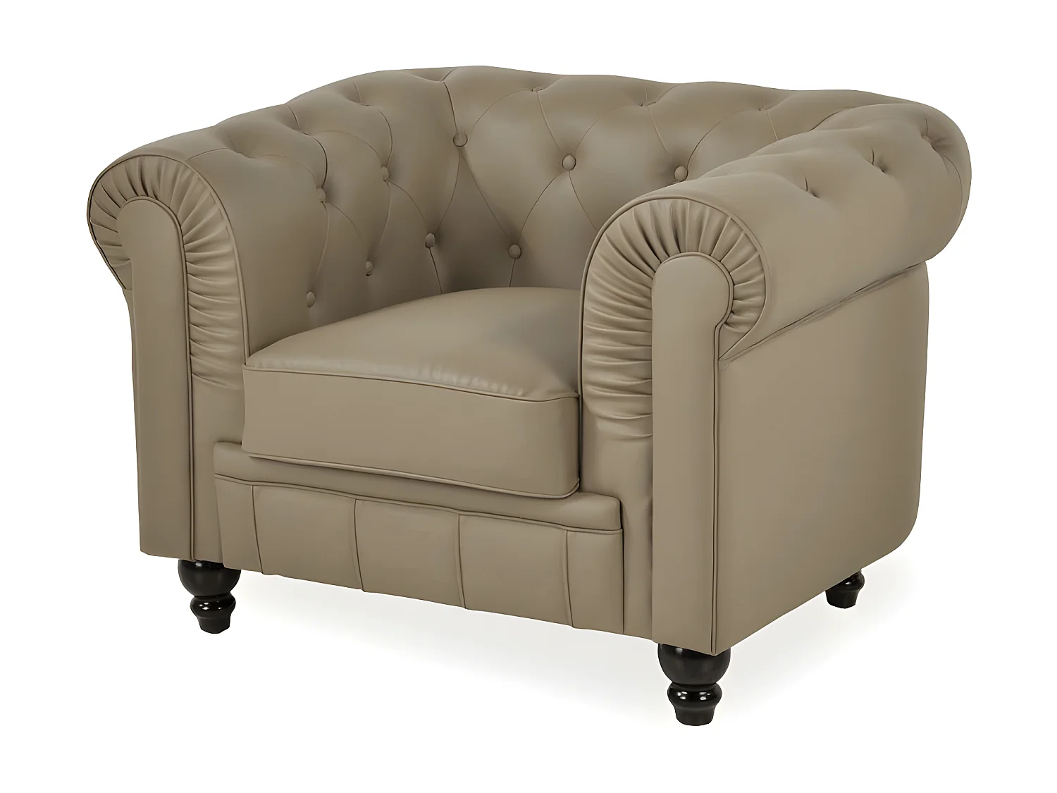 Fauteuil Chesterfield Capitonné - Couleurs - Pu Taupe, Types De Canapé - Fauteuil Chesterfield