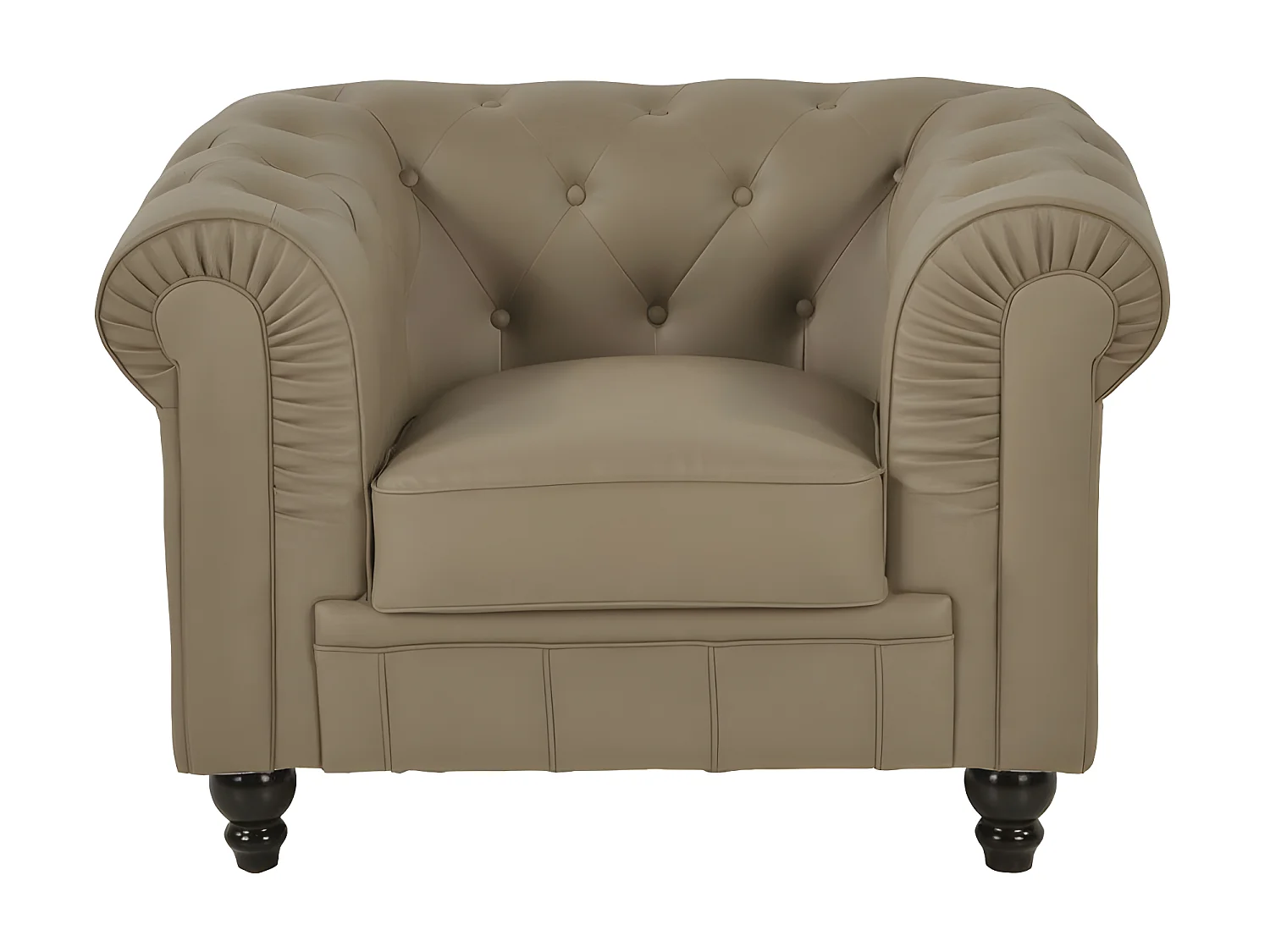 Fauteuil Chesterfield Capitonné - Couleurs - Pu Taupe, Types De Canapé - Fauteuil Chesterfield