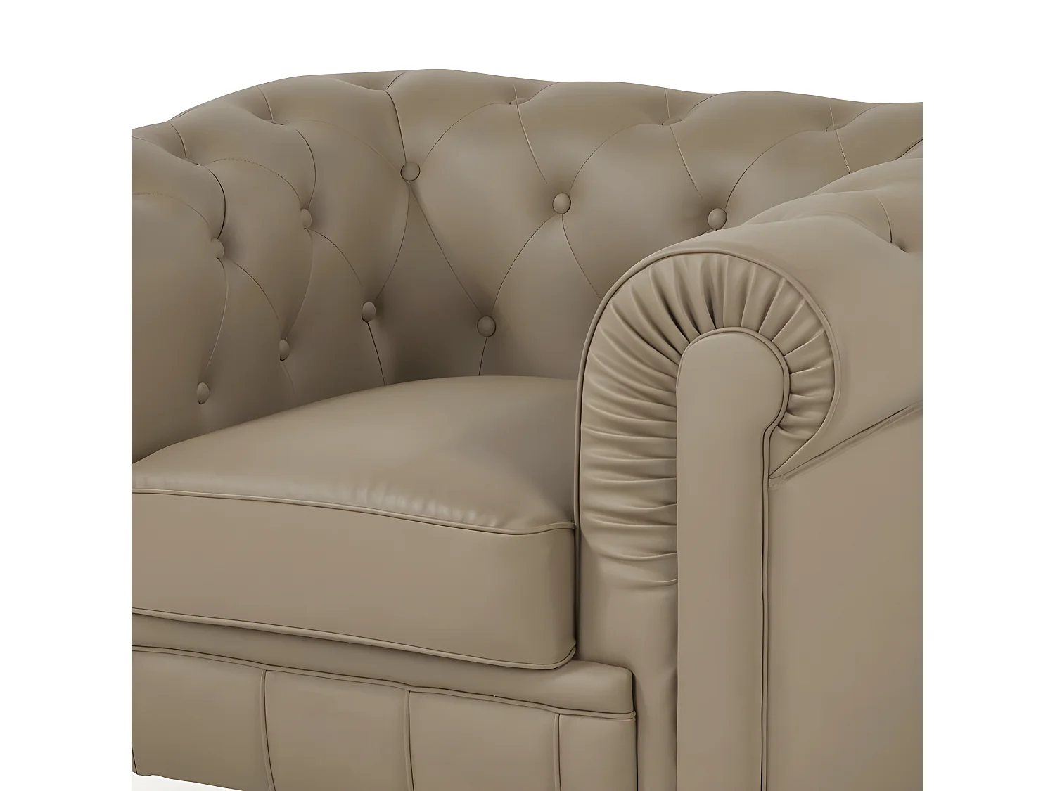 Fauteuil Chesterfield Capitonné - Couleurs - Pu Taupe, Types De Canapé - Fauteuil Chesterfield