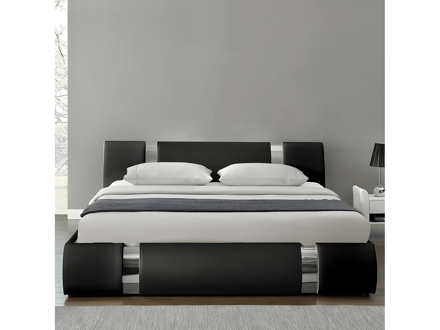 Lit Coffre Sommier Relevable Nova - Couleurs - Noir, Tailles - 180x200