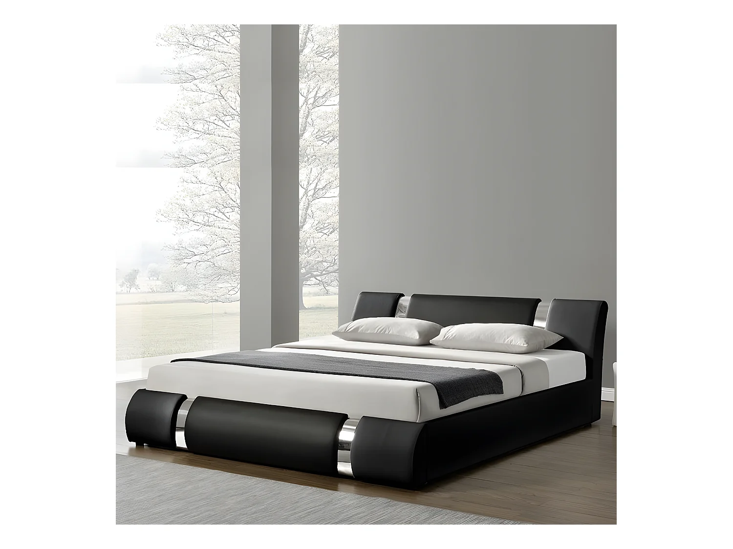 Lit Coffre Sommier Relevable Nova - Couleurs - Noir, Tailles - 180x200