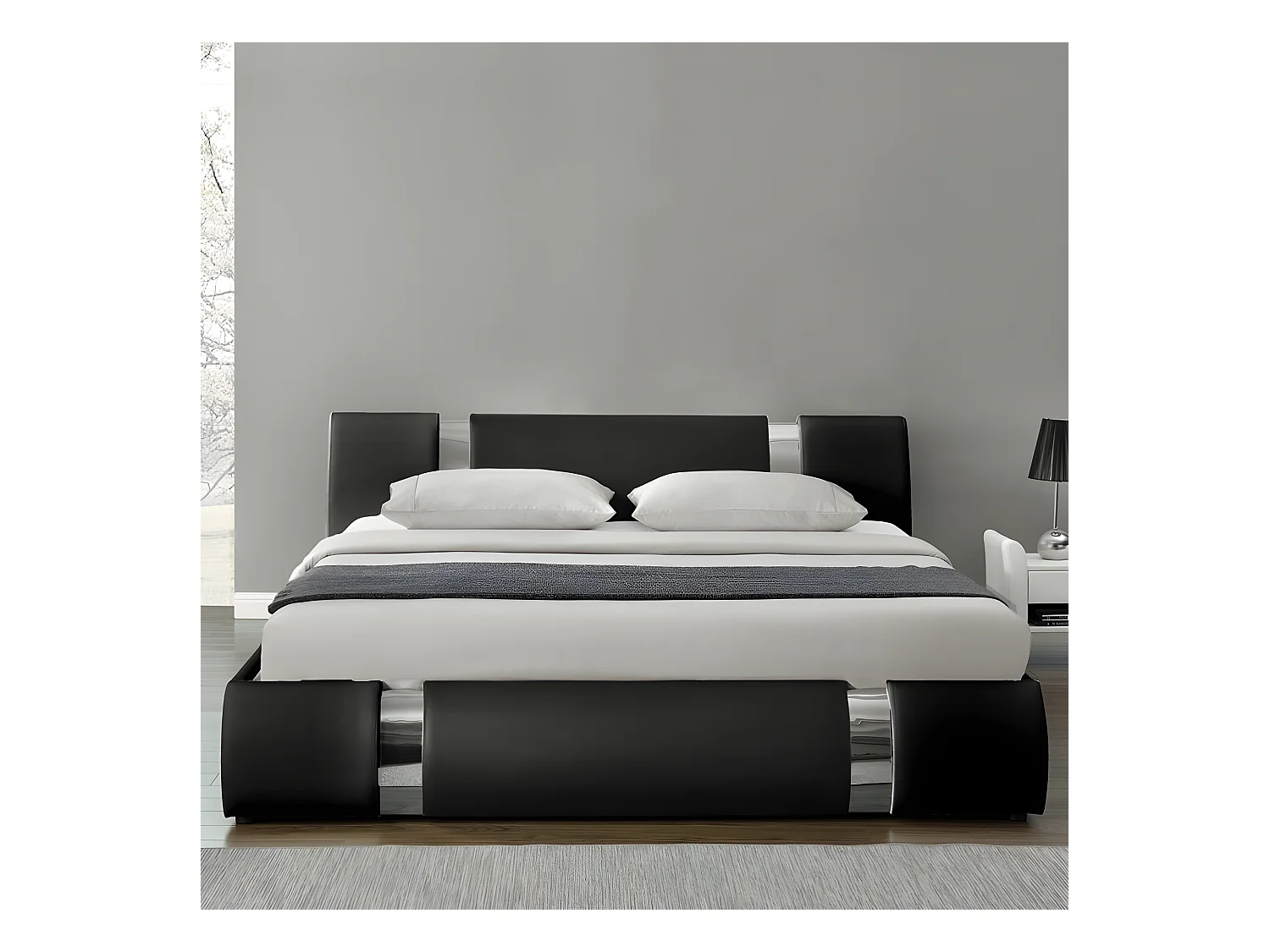 Lit Coffre Sommier Relevable Nova - Couleurs - Noir, Tailles - 180x200