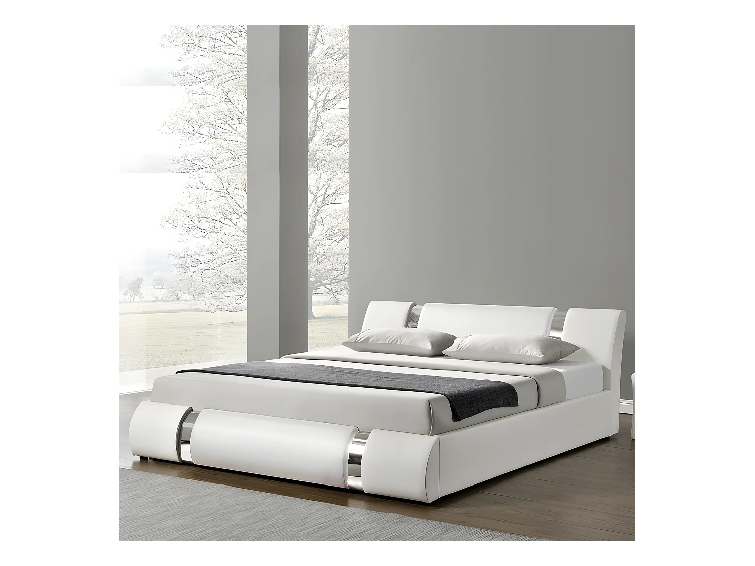 Lit Coffre Sommier Relevable Nova - Couleurs - Blanc, Tailles - 140x190