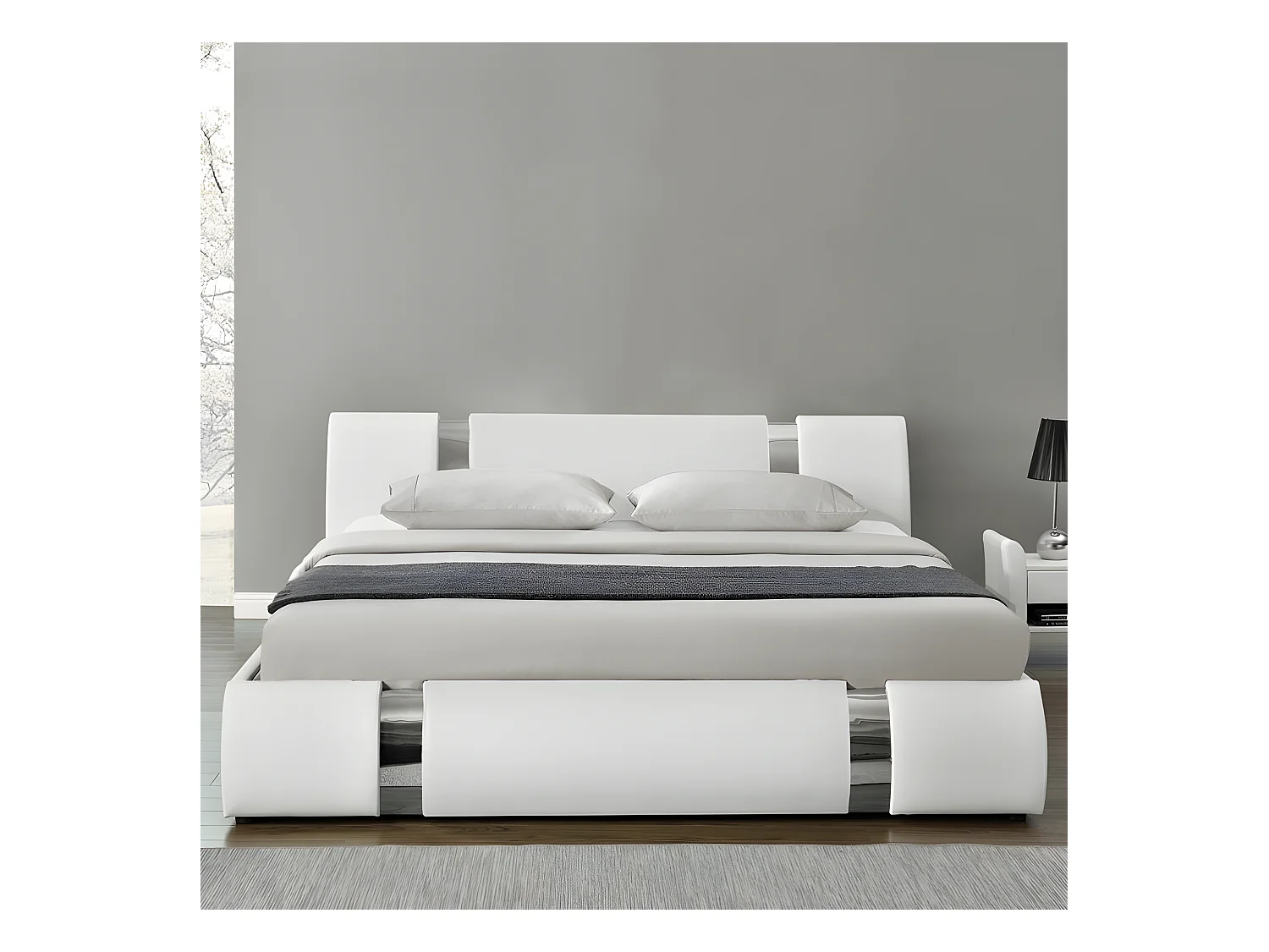 Lit Coffre Sommier Relevable Nova - Couleurs - Blanc, Tailles - 140x190